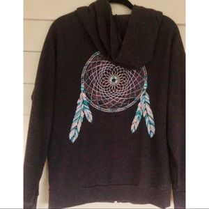 AEO Embroidered Dream Catcher Zip Up Hoodie
